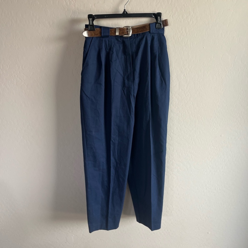 Vintage Navy Trend Pleated Pants Brown High Rise Belt Size 10 NWT - Picture 3 of 8